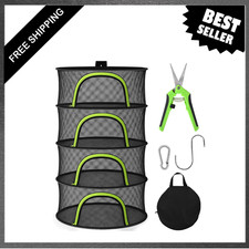 Herb Drying Rack Hanging Mesh 4 Layer 18 Inches with Zippers for Herbs Seeds