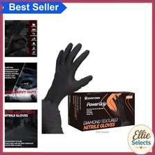 Heavy Duty Nitrile Gloves 10 Mil Large 100 Count Disposable Raised Diamond Grip