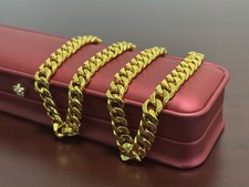 Pure 10K Yellow Gold 10mm 23in 111g Cuban Miami Style Link Chain Necklace