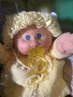 1983 Cabbage Patch Kids Yellow Rosebud Romper & Sweater Outfit Pacifier - NIB !