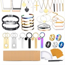 Mroy mio 104 PCS DIY Laser Engraving Kit, 13 Types Stainless Steel Blank Jewelry