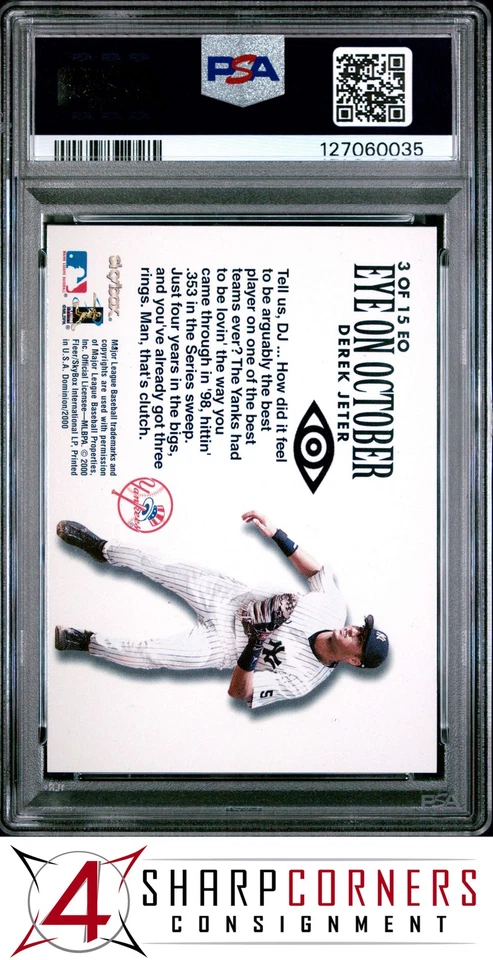 2000 SKYBOX DOMINION EYE ON OCTOBER #3 DEREK JETER HOF PSA 10 - Image 2 of 2