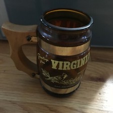 Virginia amber glass wooden handle Cardinal Dogwood mug