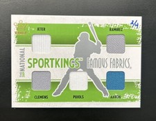 Sportkings Famous Fabrics 2/4 Jeter, Ramirez, Clemens, Pujols, Aaron RARE 🔥🔥🔥
