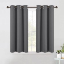 Grey Kitchen Blackout Short Curtain Panels For Bedroom Thermal Insulated Grommet