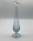 Bud Vase Fenton Art Glass Salem Blue Inverted Strawberry Ruffle Rim Vintage 11”