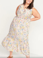 NEW Old Navy Pink Pastel Floral Ruffled Midi Swing Dress 3X 4X