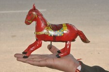 Vintage Wind Up Fine Litho Jumping Horse Tin Toy, Japan