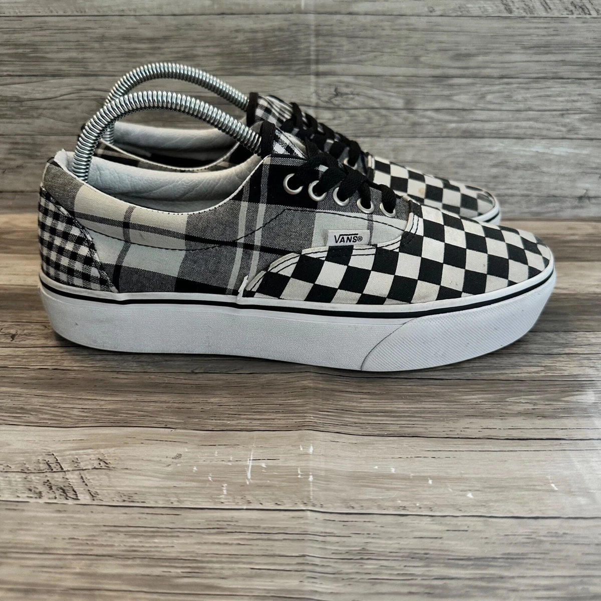 Vans Era Platform Sneakers Checkerboard Plaid Black Lace Up Mens 8.5 Womens 10