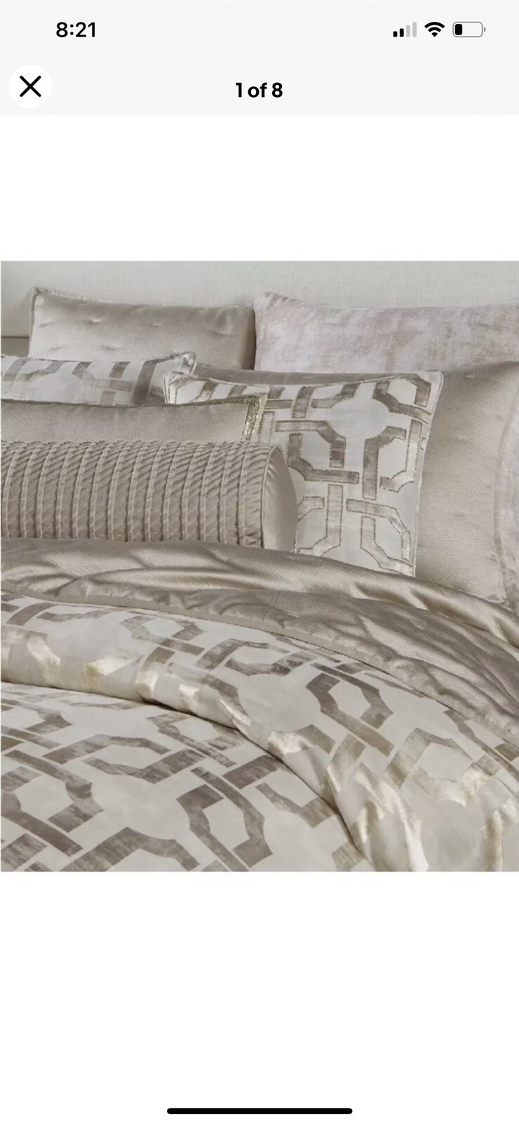 Hotel Collection Fresco F/Queen Duvet Cover Only, Gold Tone- Brand New