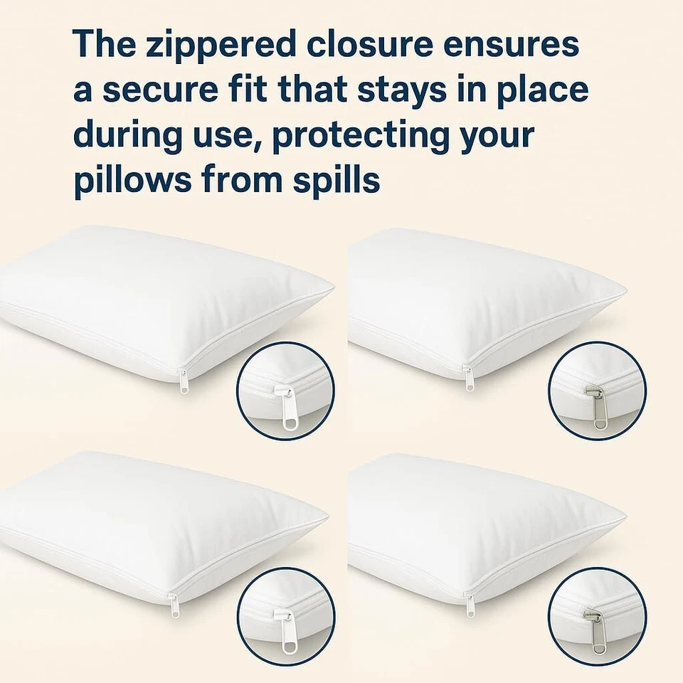 6 роскошных виниловых наволочек на молнии — водонепроницаемые 21 x 27 дюймов, белые - Изображение 3 из 4