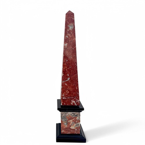 Obelisco Classico in Marmo Rosso e Nero Belgio Scultura da Tavolo Design H 40cm - Photo 4 sur 5
