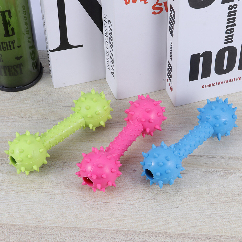 3-Piece Rubber Dog Chew Toy Set Dumbbell Molar Toys with Sound