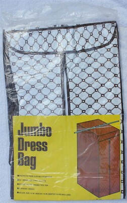 NOS 1960's Vintage Brown Lattice Pattern on White Jumbo Dress Bag Townhouse