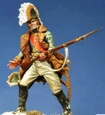 1/24 Scale Napoleonic French Officer Figurine Resin Model with Uniform and Muske