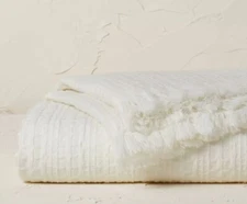 New - Case of 3 - Oversized 80”x60” Waffle Weave Bed Throw - White