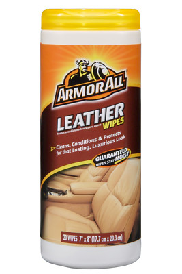 ArmorAll Leather Wipes Canister, 20 Wipes - Cleans, Conditions and Protects