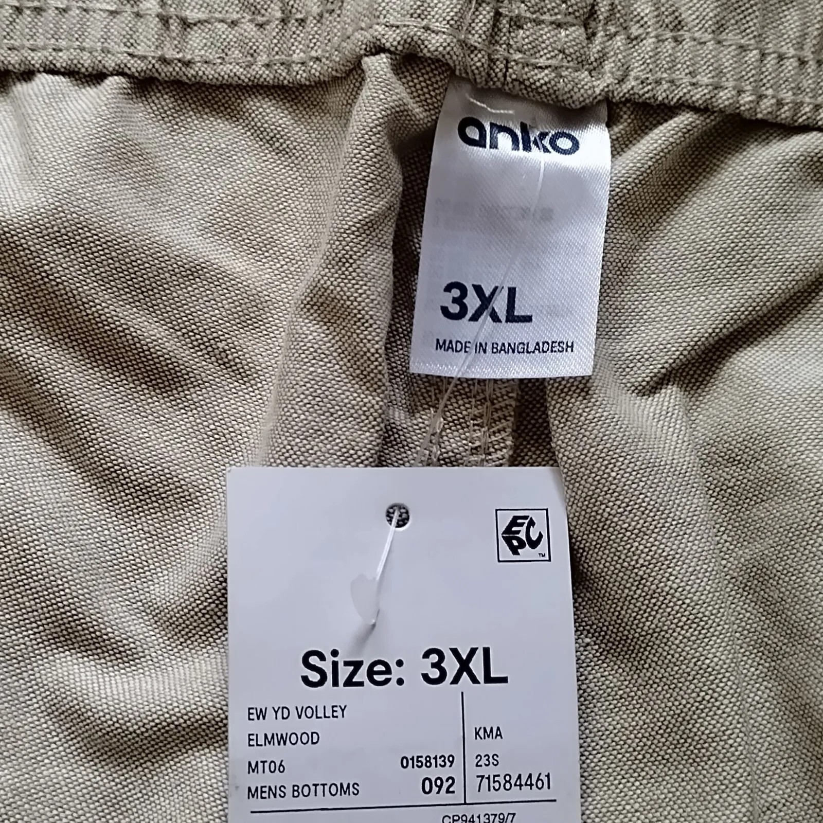 Anko Mens Shorts Drawstring Size High Rise Cotton W38 Size 3XL Beige eBay