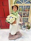 Byers Choice Lady Gardner Daisy Dress Flowers and Watering Can