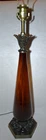 VINTAGE MCM MURANO GLASS ROOT BEER TEAR DROP TABLE LAMP 38"