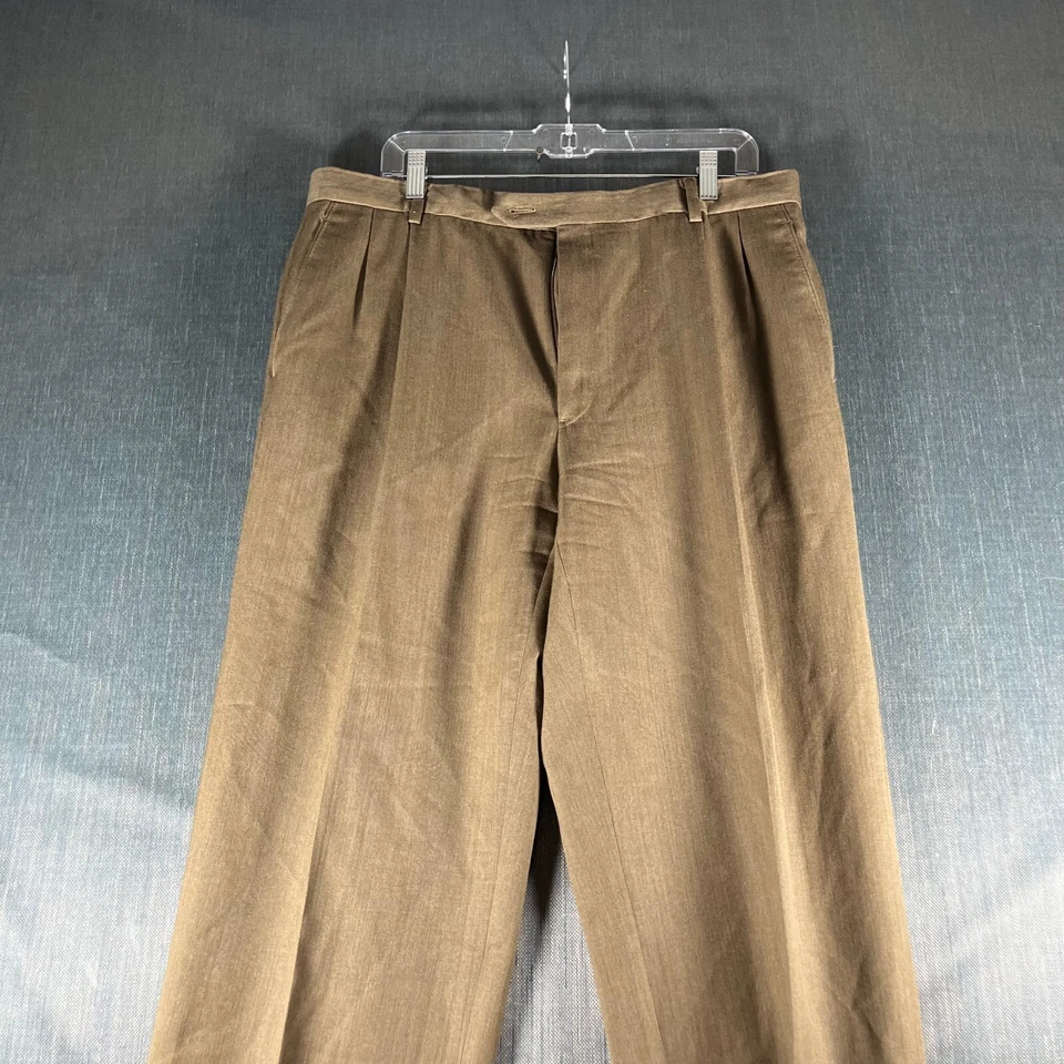 Joseph And Feiss Mens Pants Size 36 Beige Wool Pleated Dress - Image 2 of 4