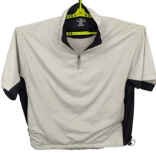 Champions Tour Windbreaker Mens L Tan Short Sleeve 1/4 Zip Golf Pullover Logo up