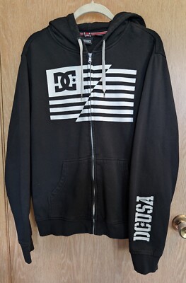 DC Shoes Dyrdek Collab Skate Hoodie Black Full Zip American Flag