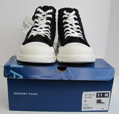 Arizona AZ Deva Black White Lace Up Sneakers 11 M Platform High Top Memory Foam