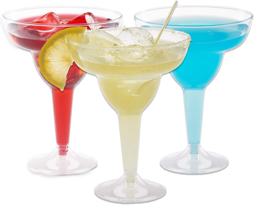 50 Clear Plastic Margarita Glasses, 12Oz - Hard Cocktail Cups, Cinco De Mayo Par
