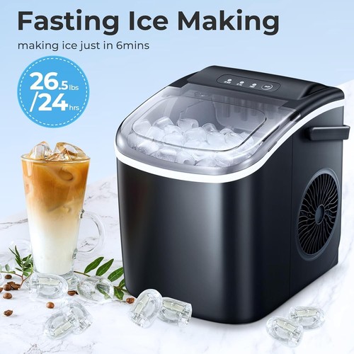 Compact Quiet Ice Maker with 26.5Lbs Daily Capacity - Ideal for Home and Travel - Picture 4 of 10