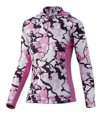 New Huk Icon X Current Camo Hoodie Womens S Salmon Pink Performance Shirt