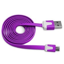 Flat Tangle Free Micro USB Sync and Charge Data Cable 3ft - Purple