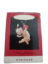 🐦🌟 💖 1994 Hallmark Keepsake Ornament A FELINE OF CHRISTMAS Stringer Cat! "A"