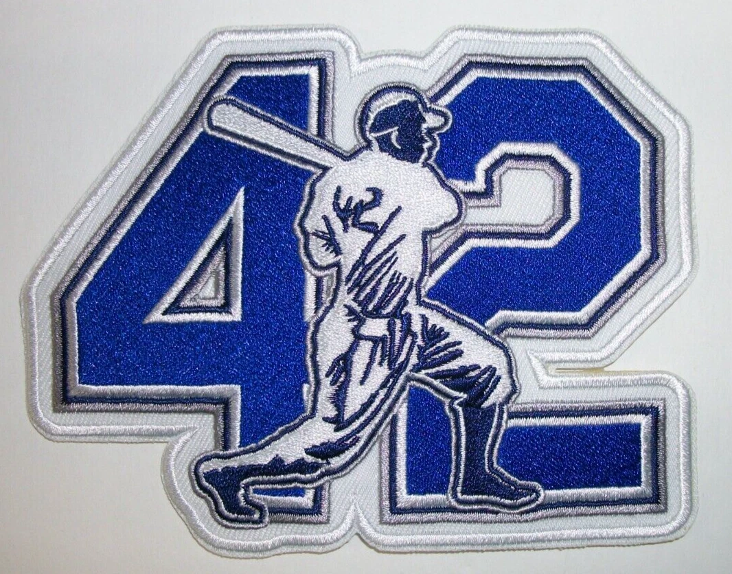 Jackie Robinson~42~Retired Number~MLB~Embroidered PATCH~5" x 3  7/8"~Iron Sew