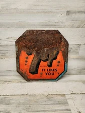 Vintage 7up Sign Octagon Patina Stout Sign Co. Rare 14"