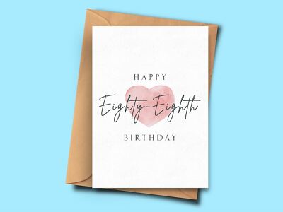 Einfache Karte zum 88. Geburtstag für beste Freundin von Mama Tante beste Freundin Bruder