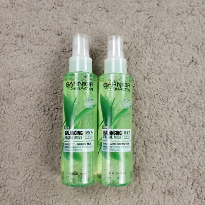 2 Lot Garnier Skin Active Balancing Facial Mist Vegan Made with Green Tea
