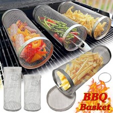 Tubo Rete BBQ Cestello Rotante Grill Strumento con Copertura Rete Rimovibile Accessori BBQ