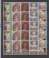 R631. 5x Ajman - MNH - Art - Statue - Paintings