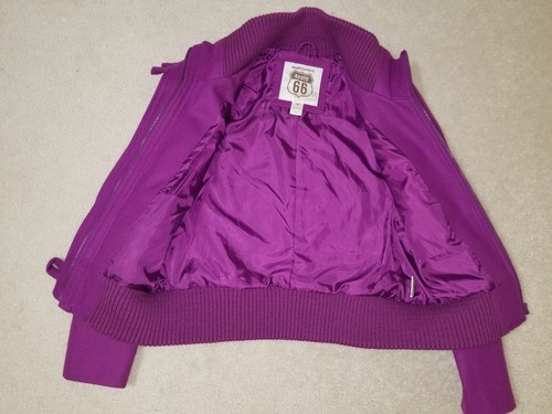 NWOT ROUTE 66 Womens Fuchsia Wool Blend Bomber Zip Jacket Coat Sz. M - Picture 8 of 12