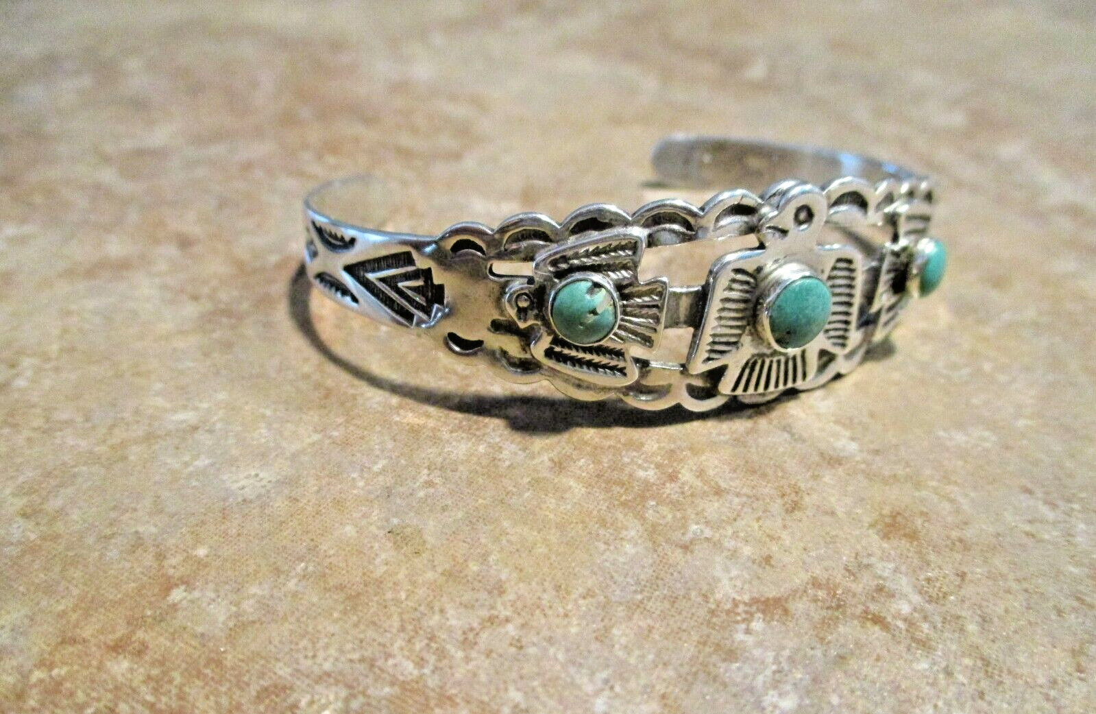 FINE Old Pawn 1950's Navajo Sterling Silver Turqu… - image 5