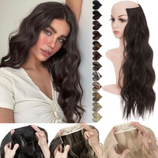 100 Real Natural as Human One Piece Wavy Invisible Wire Clip in Hair Extensions
