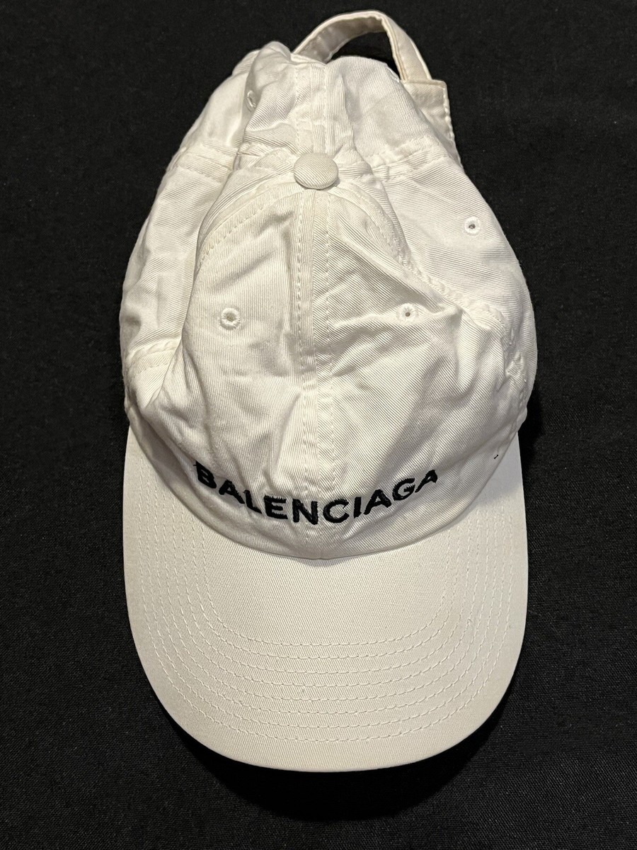 BALENCIAGA PARIS HAT MADE IN ITALY WHITE BASEBALL BEACH $450 CAP