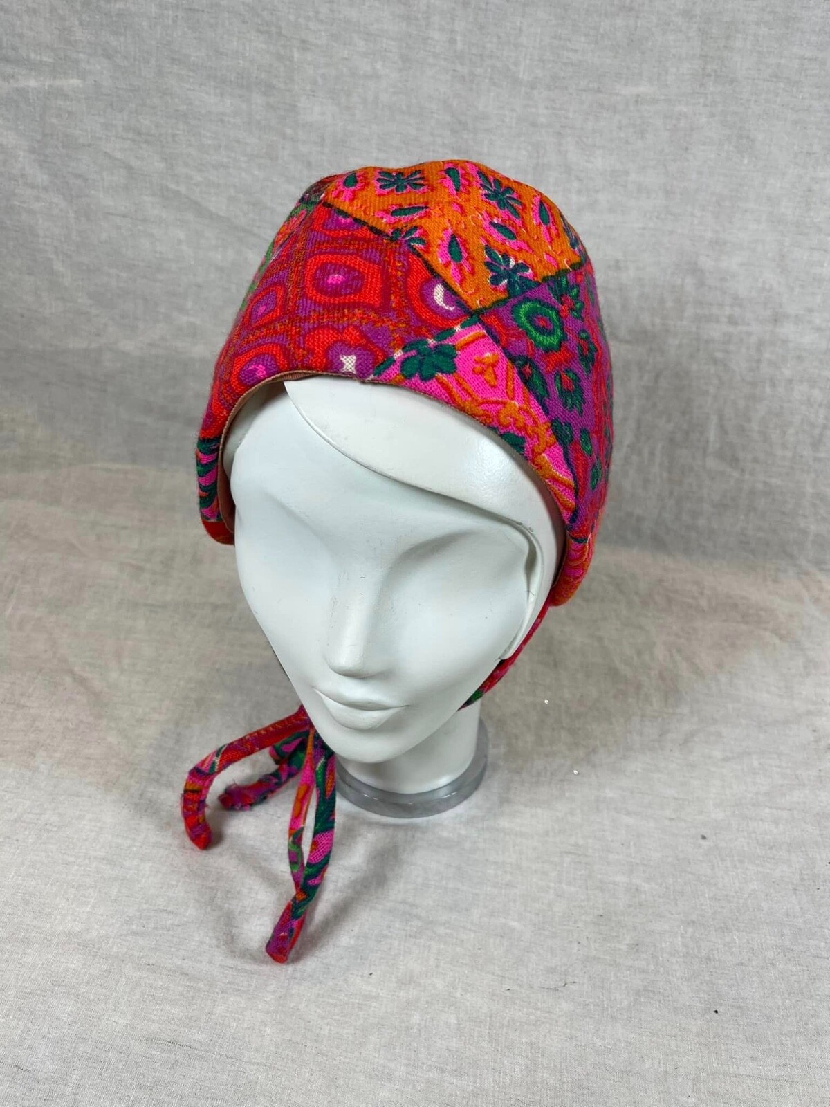 1960's bright patchwork print hat Styled by Coral… - image 1