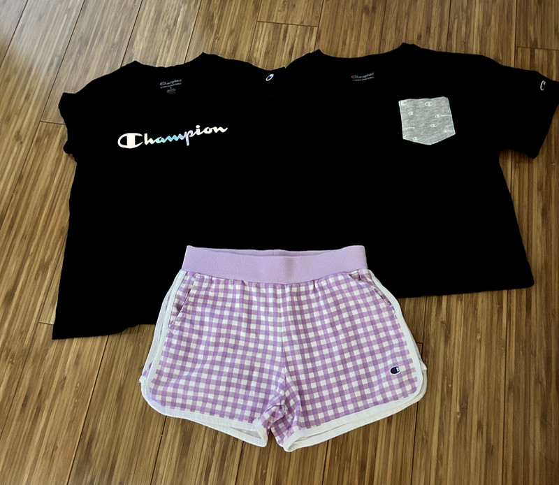 Girls Champion top Size Medium and shorts- Size Small- (NEW)
