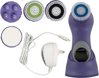 Erisonic Face  Body Exfoliator Massager Rechargeable Multi-function Brush purple
