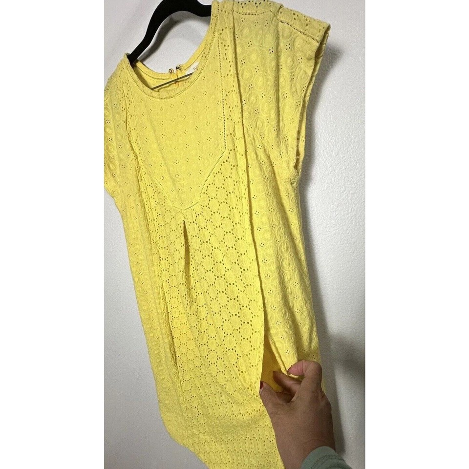 Eliot Women’s Pastel Yellow Embroidered Eyelet Mini Dress Pockets