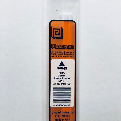 Varilla triangular de estireno Plastruct 10 pulgadas 25,4 cm .100 pulgadas .25 cm paquete (5) 90845 | Zustand: New