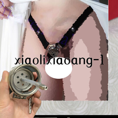 Male Flat Chastity Cage Stainless Steel Chastity Device Lockable Tube Bandage