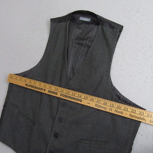 Madison Mens Formal Suit Vest 46 Gray Waistcoat Wedding Polyester Rayon - Picture 7 of 9